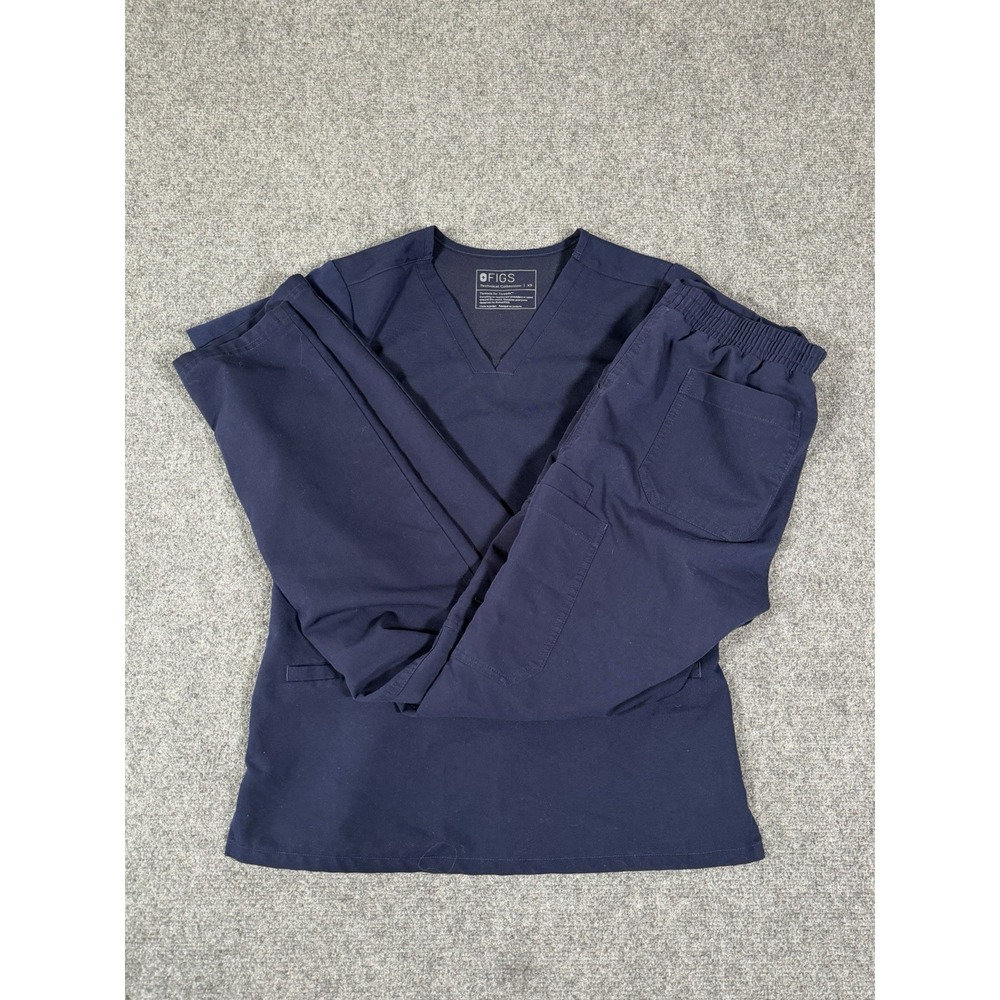 Figs Women Scrub Set Navy Blue Casma Pocket Top XS Yola Scrub Jogger Pants Small